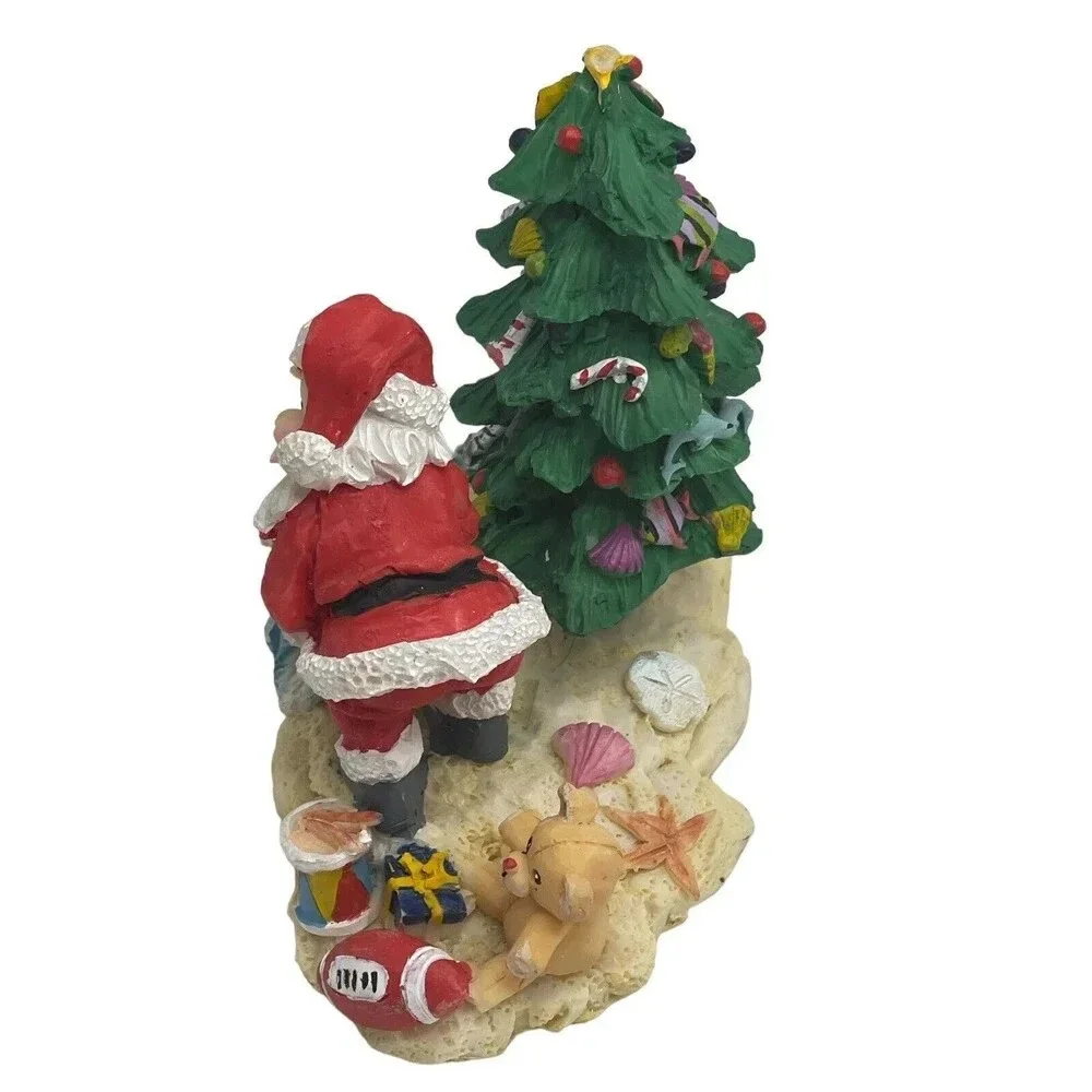 SEASIDE SANTA Claus Feeding a Dolphin Christmas ornament RARE